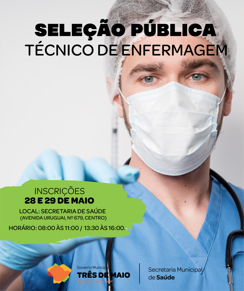 Processo Seletivo para Técnico em Enfermagem com inscrições abertas